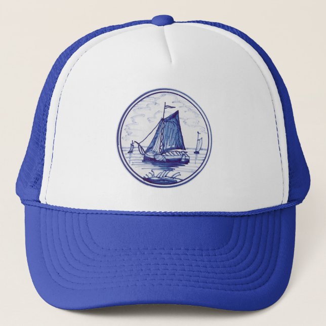 Gorra De Camionero Teja azul tradicional holandesa (Anverso)