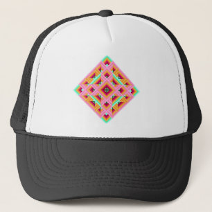 Gorra De Camionero Tejido de diamantes en rosa y verde