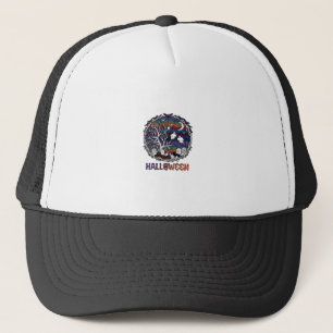 Gorra De Camionero Telaraña de Halloween Árbol Fantasmas Calabazas Lá