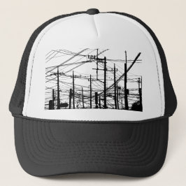 Gorra De Camionero Teléfono antiguo y líneas de alimentación