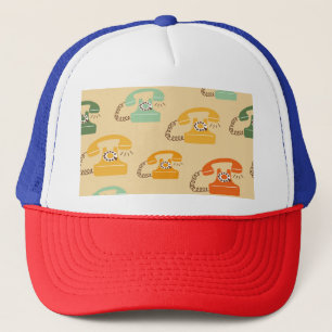 Gorra De Camionero Teléfonos retro, coloridos y sin costura.