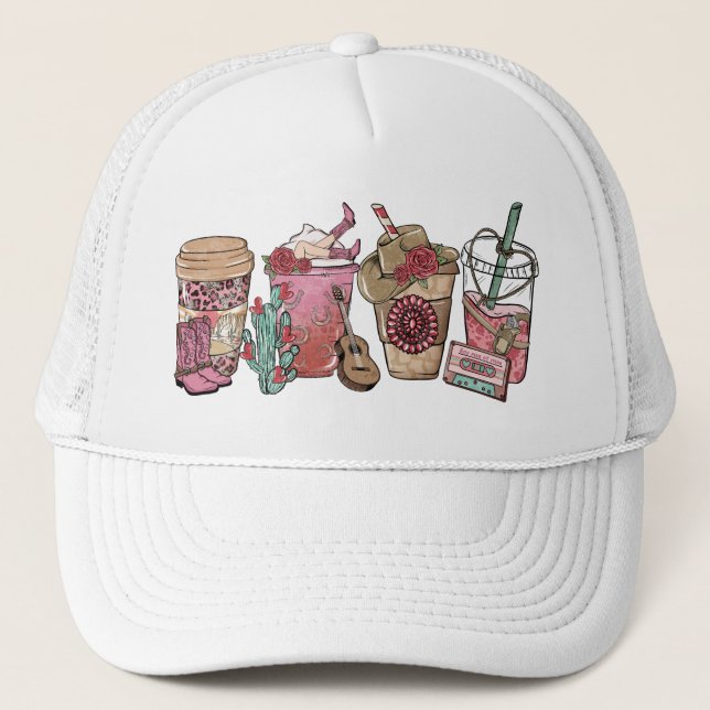 Gorra De Camionero Tema de Coffee Lover Western Cowboy (Anverso)