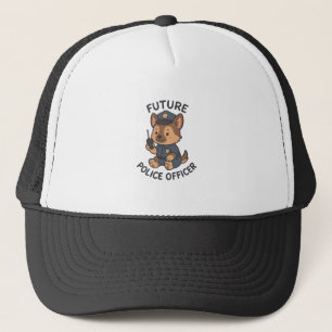 Gorra De Camionero Tema de futuro oficial de policía de perro lindo