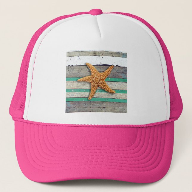 Gorra De Camionero Tema de la playa Starfish Boda Rustic (Anverso)