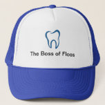 Gorra De Camionero Tema divertido del dentista<br><div class="desc">Casquillos divertidos de la bola del dentista con el refrán chistoso Boss de la seda. Hace un gran regalo de la oficina para su el dentista o gorras de la diversión para un seminario o un convenio de la odontología.</div>