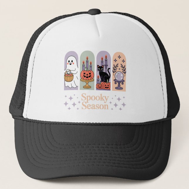 Gorra De Camionero Temporada de fantasía del patrón de Halloween (Anverso)