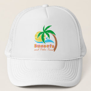 Gorra De Camionero Temporada De Verano De Sunsets Y Palmeras