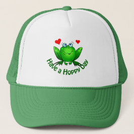 Gorra De Camionero Ten un día saltarín Cute Rana Verde con Corazones