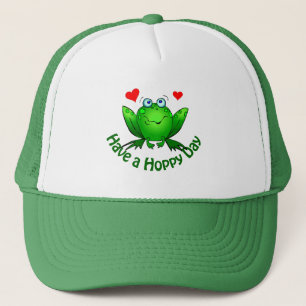 Gorra De Camionero Ten un día saltarín Cute Rana Verde con Corazones