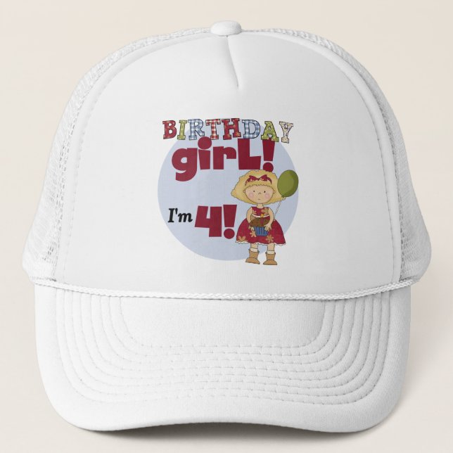 Gorra De Camionero Tengo 4 camisetas y regalos Chicas de cumpleaños (Anverso)