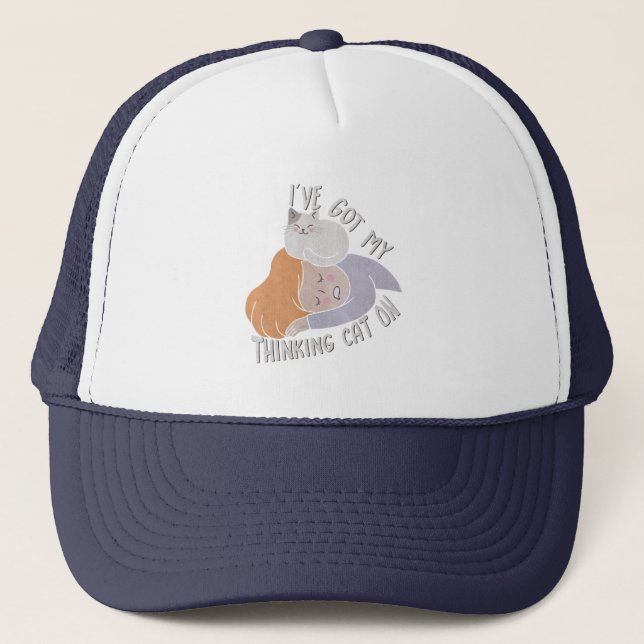 Gorra De Camionero Tengo mi gato pensando (Anverso)