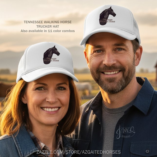 Gorra De Camionero Tennessee Walker se reunió con el Ilustracion de c (Striking illustration of a Tennessee Walker, a graceful gaited horse known for its smooth ride.)