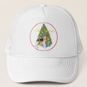 Gorra De Camionero Terrier de Zorro de Alambre Navidad