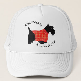 Gorra De Camionero Terrier Escocés con Jersey de Cuadro Rojo