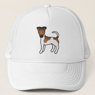 Gorra De Camionero Terrier Fox Liso Blanco y Marón Perro de Dibujos A