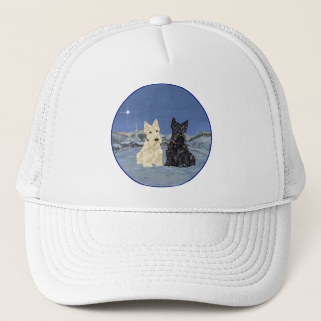 Gorra De Camionero Terriers Escoceses Black & Wheaten Invierno (Anverso)