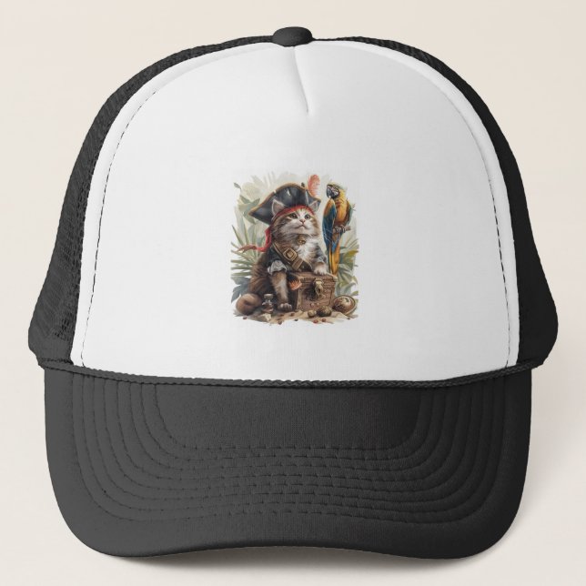 Gorra De Camionero Tesoro de gato pirata (Anverso)