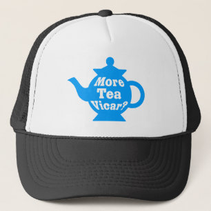 Gorra De Camionero Tetera - ¿Más té Vicar? - Azul y blanco medio
