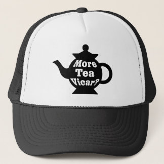 Gorra De Camionero Tetera - ¿Más té Vicar? - Blanco y negro