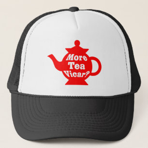 Gorra De Camionero Tetera - ¿Más té Vicar? - Rojo y blanco