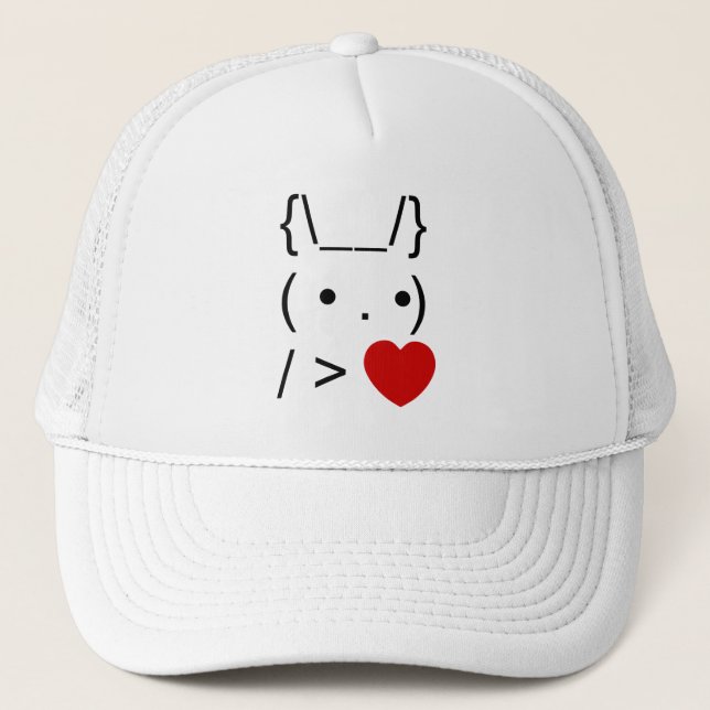Gorra De Camionero Texto ASCII Arte Conejo conejo conejo dar corazón (Anverso)