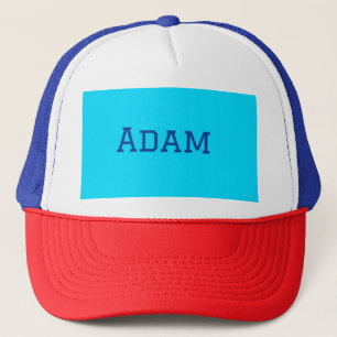 Gorra De Camionero texto azul morado agregar nombre mensaje de vuelta