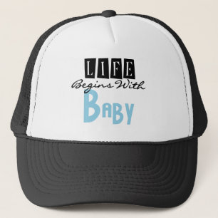 Gorra De Camionero Texto Azul/Negro La Vida Comienza Con Bebé