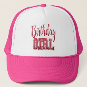 Gorra De Camionero Texto de Chica de cumpleaños rojo