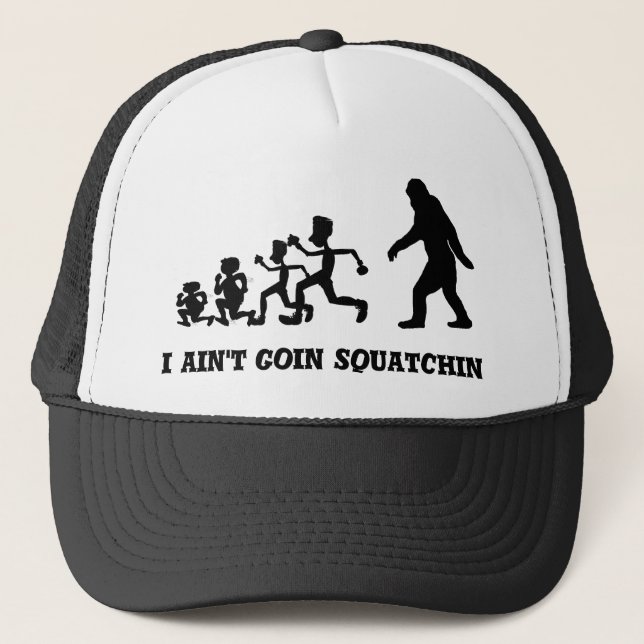 Gorra De Camionero Texto de evolución de Funny Gone Squatchin (Anverso)