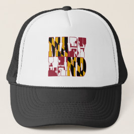 Gorra De Camionero Texto de la bandera de estado de Maryland