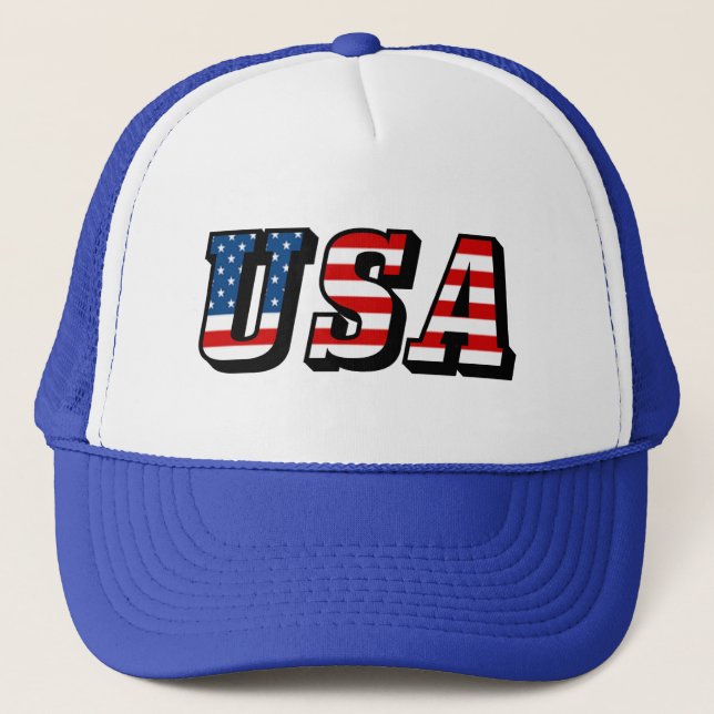 Gorra De Camionero Texto de la bandera de Estados Unidos (Anverso)