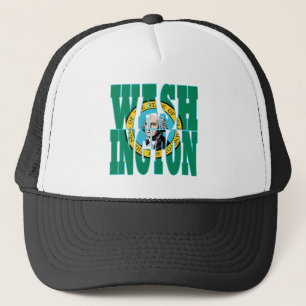 Gorra De Camionero Texto de la bandera de Washington