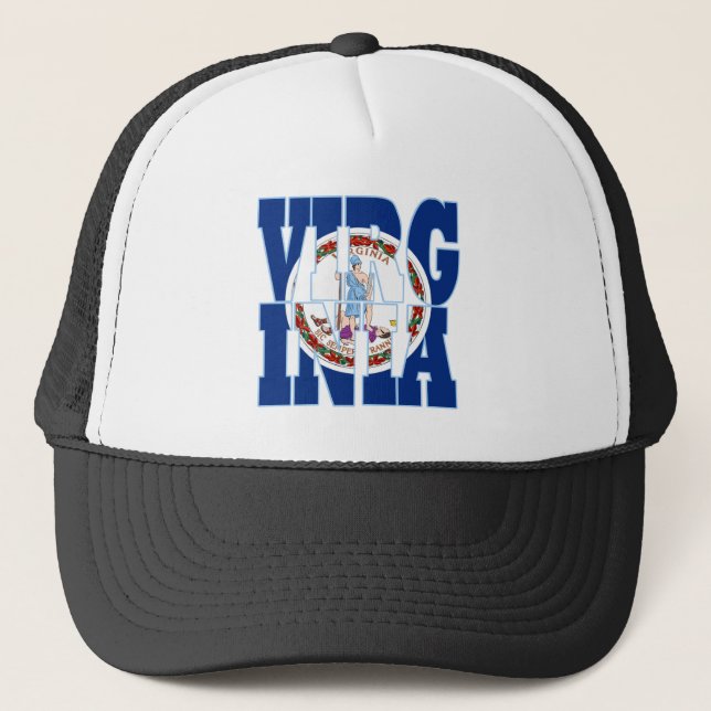 Gorra De Camionero Texto de la bandera del estado de Virginia (Anverso)