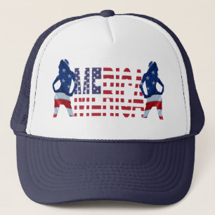 Gorra De Camionero Texto de Merica con la bandera y los chicas