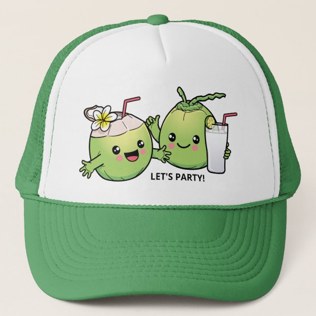 Gorra De Camionero Texto de personalizado de cocos de corte (Anverso)