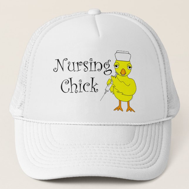Gorra De Camionero Texto de pollito de enfermería (Anverso)