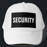 Gorra De Camionero Texto de seguridad de Personalizable blanco negro<br><div class="desc">Añada el texto del logotipo de la compañía de imágenes aquí Modern Elegant Plantilla de seguridad para hombres Black White Baseball Cap / Trucker Hat.</div>