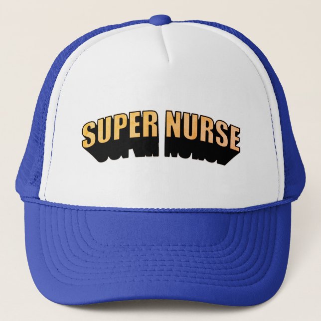 Gorra De Camionero Texto de superhéroe rosa de enfermera (Anverso)