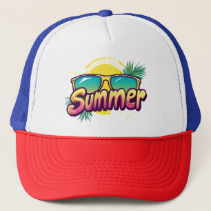 Gorra De Camionero Texto de verano - Gafas de sol de verano coloridas