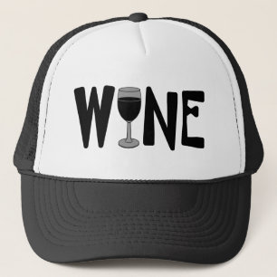 Gorra De Camionero Texto de vidrio de vino