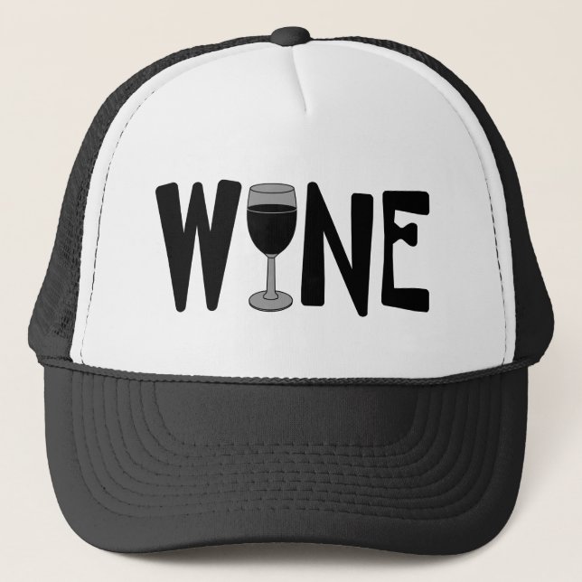 Gorra De Camionero Texto de vidrio de vino (Anverso)