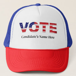 Gorra De Camionero Texto de voto en el nombre del candidato de color 