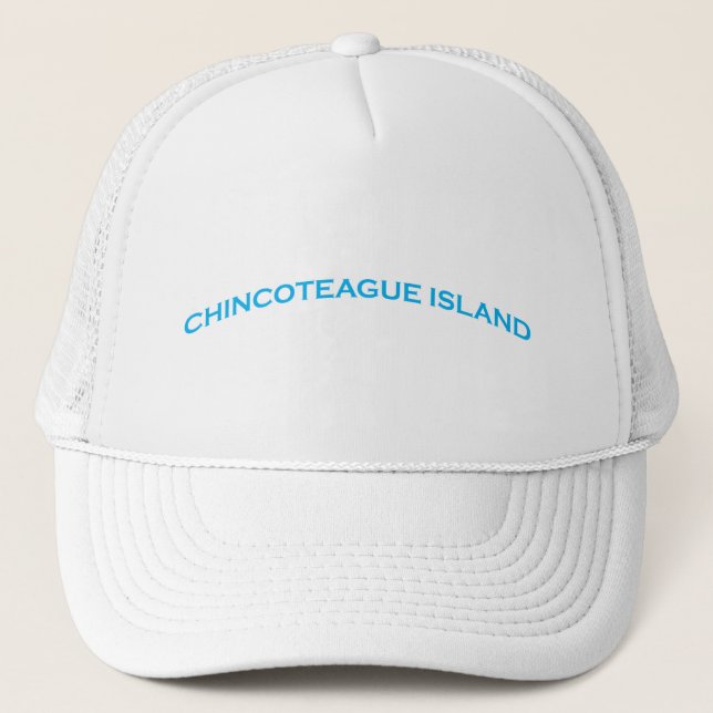 Gorra De Camionero Texto del arco de la isla de Chincoteague (Anverso)