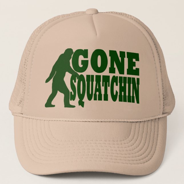 Gorra De Camionero Texto del eslogan verde fuera de squatchin (Anverso)