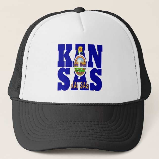 Gorra De Camionero Texto del indicador de estado de Kansas (Anverso)