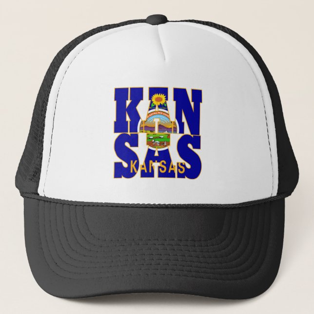 Gorra De Camionero Texto del indicador de estado de Kansas (Anverso)