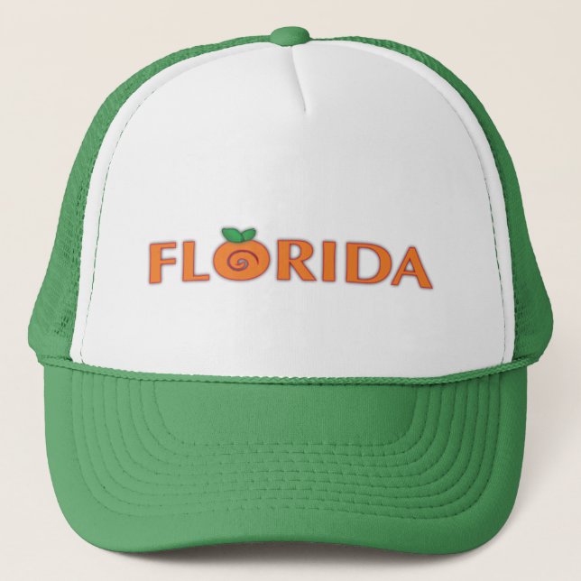 Gorra De Camionero Texto del naranja de la FLORIDA (Anverso)