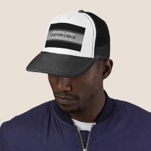 Gorra De Camionero Texto en capas personalizable moderno Negro y gr