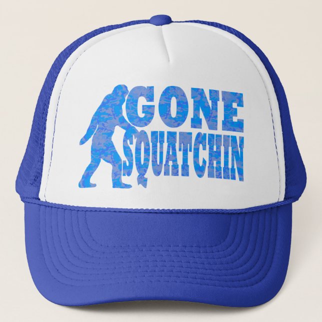 Gorra De Camionero Texto ido del azul de Squatchin (Anverso)