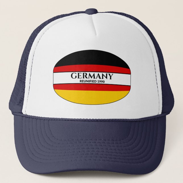 Gorra De Camionero Texto negro Alemania bandera reunificada de 1990 (Anverso)